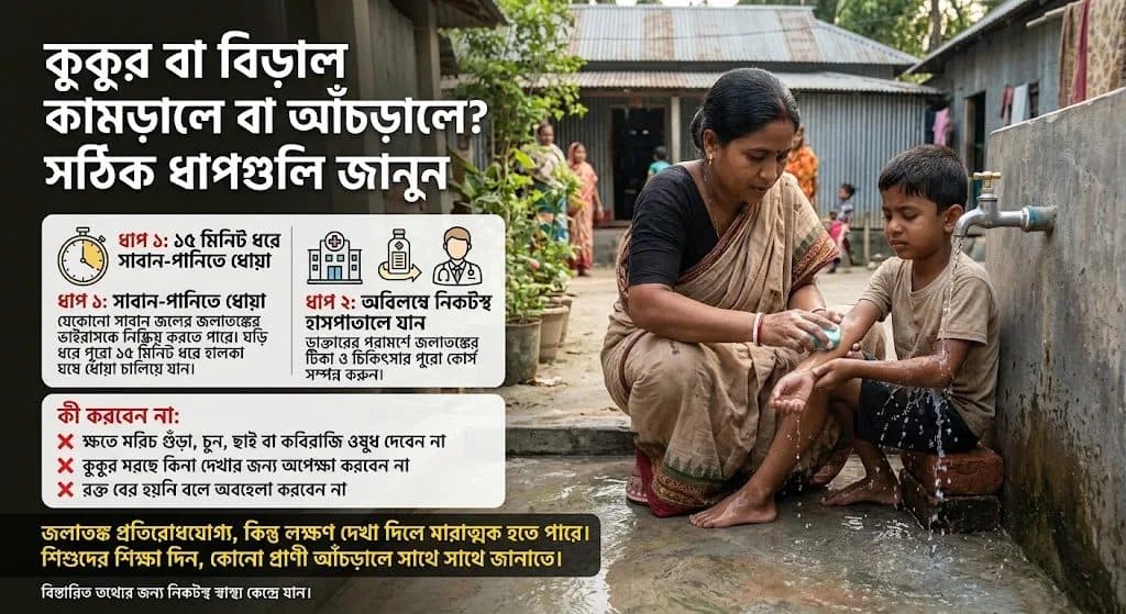 কুকুর বা বিড়াল কামড়ালে প্রথম ১৫ মিনিটে যা করতে হবে